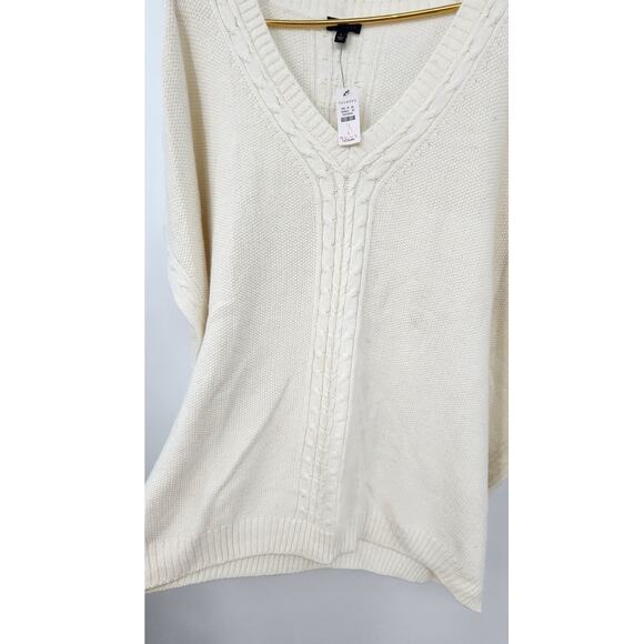 New‎ NWT Talbots White Oversized Sweater Poncho Vest Style Knit Large - Picture 4 of 7